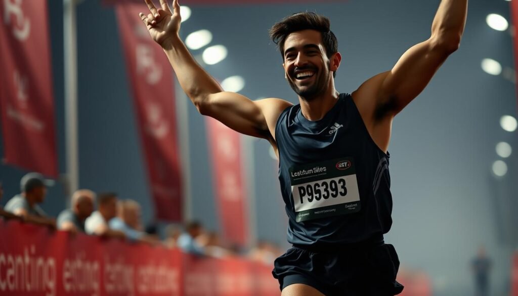 Runner celebrating successful training and improved performance