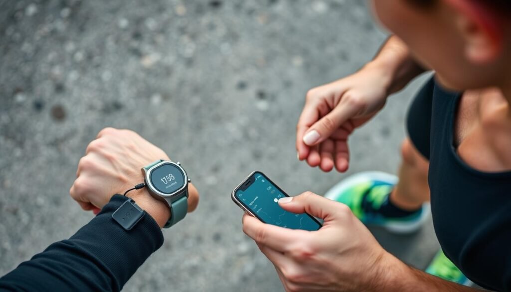 Runner tracking training progress with technology