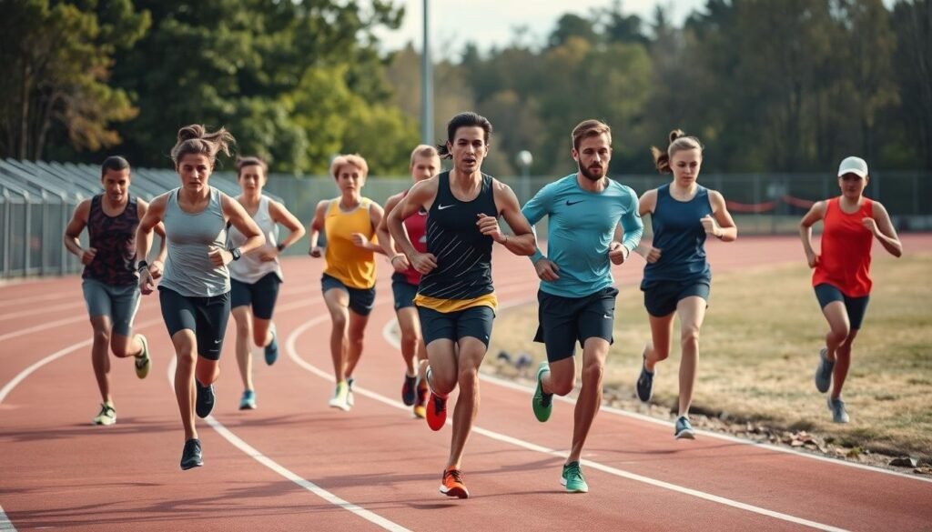 Runners with different training goals training together