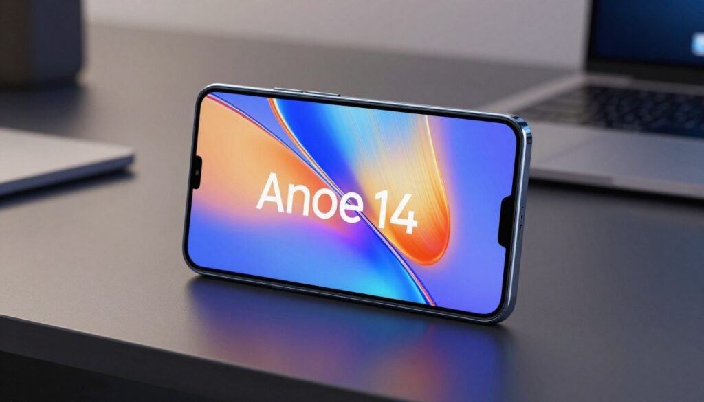 A stunning close-up view of a Redmi Note 14 smartphone showcasing its vibrant AMOLED display with a 120Hz refresh rate. The phone is elegantly positioned on a sleek, modern desk, reflecting a tastefully designed workspace. The screen illuminates with vivid colors, displaying dynamic visuals that highlight its high-resolution capabilities. Soft, ambient lighting enhances the glossy finish of the phone, lending a sophisticated feel to the scene. In the background, blurred office elements hint at productivity, while the focus remains on the phone's impressive screen quality. The angle captures the smartphone from a slightly elevated perspective to emphasize the display's immersive experience. The overall mood is sleek, modern, and tech-savvy, perfect for illustrating the impressive visual performance of the Redmi Note 14. A stunning close-up view of a Redmi Note 14 smartphone showcasing its vibrant AMOLED display with a 120Hz refresh rate. The phone is elegantly positioned on a sleek, modern desk, reflecting a tastefully designed workspace. The screen illuminates with vivid colors, displaying dynamic visuals that highlight its high-resolution capabilities. Soft, ambient lighting enhances the glossy finish of the phone, lending a sophisticated feel to the scene. In the background, blurred office elements hint at productivity, while the focus remains on the phone's impressive screen quality. The angle captures the smartphone from a slightly elevated perspective to emphasize the display's immersive experience. The overall mood is sleek, modern, and tech-savvy, perfect for illustrating the impressive visual performance of the Redmi Note 14.